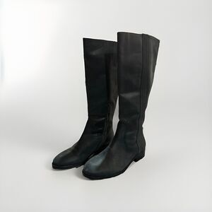 Boden Black Knee-High Leather Boots - Women's Size 6 / EU 37 - Low Heel Classic